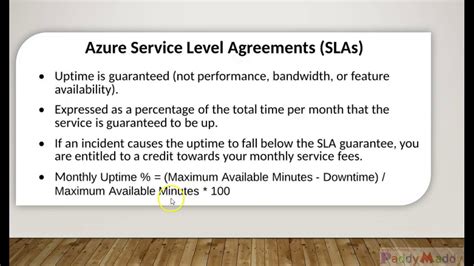 azure hosted service level agreement